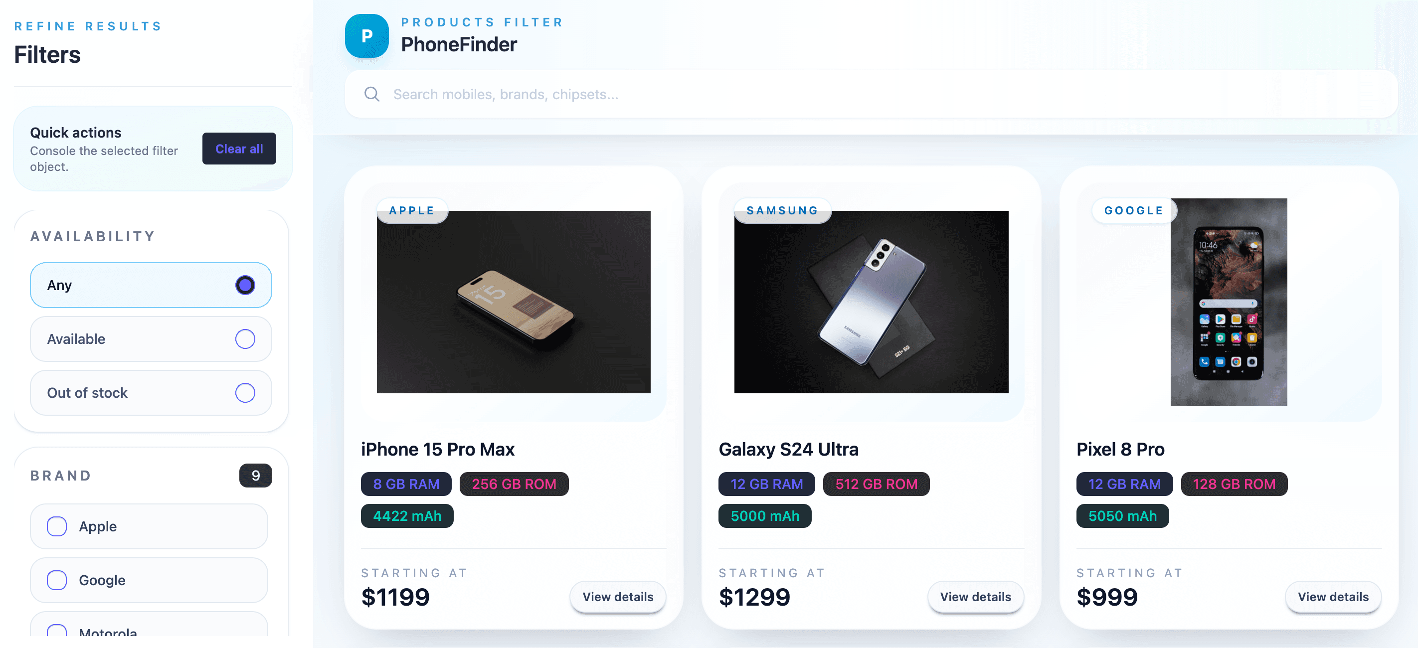 Products Filter